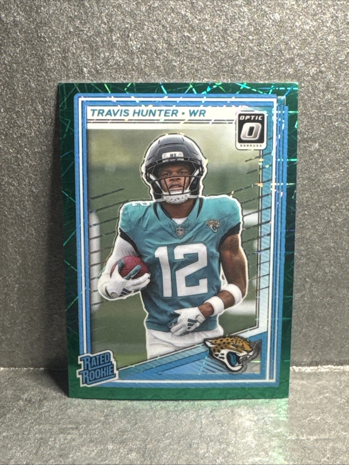 2025 Panini Donruss Optic - Rated Rookie Travis Hunter #201 Green Velocity Prizm