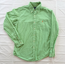 Ralph Lauren Polo Gingham Classic Fit Shirt Men's Md Green Button Down Pink Pony