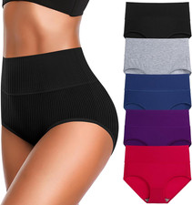 Women'S High Waist Cotton Underwear Super Stretchy Briefs Full Coverage Panties