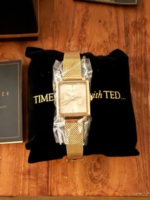 Ted Baker Women's TE50516001 Bow Tie Pattern Dial Rose Gold Pink Leather Watch