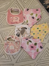 Bundle Of 6 Baby Girl Bibs With Snap Closure