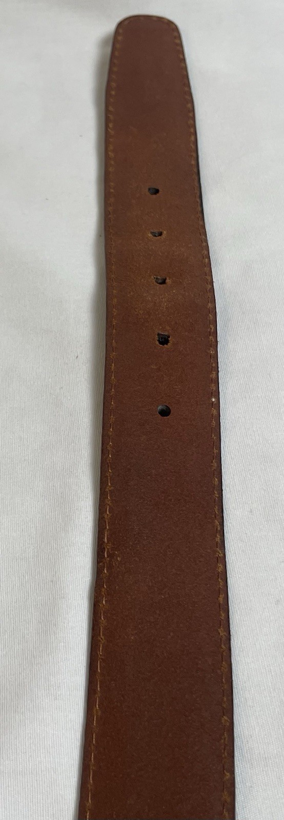 Vtg Fine Italian Leather Belt Men’s 38 Brown Double Loops Solid Brass Buckle