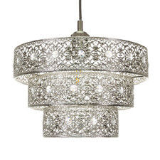 Polished Silver Acrylic Gem Moroccan Style Triple Tier Pendant Lighting Shade...