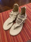 Pierre Dumas Sandals Size 10 Beige Burlap Thong Gladiator Zip Summer Sandal