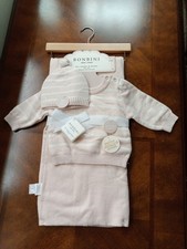 Bonbini New York Girl Size 0-6M Light Pink Cream NIP Hat Sweater Blanket Set