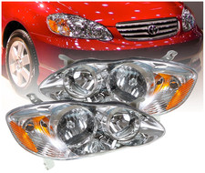 For 2003-2008 Toyota Corolla Headlights Chrome Housing Clear Lens Leftright Kit For 2003-2008 Toyota Corolla Headlights Chrome Housing Clear Lens Leftright Kit