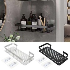 Rustproof Shower Shelf Aluminum Wall Mount No Drill Rack Bathroom Storage Holder