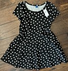 Old Navy Girls Fit & Flare Dress Black & White Polka Dot Short Sleeve S (6-7) — photo 1