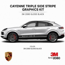 Custom Triple Stripe Side Decal Set For 20112026 Porsche Cayenne. Gloss Black