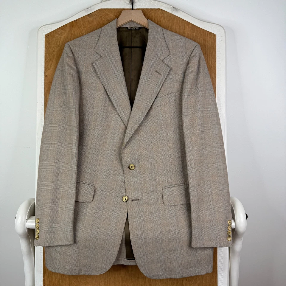 Traje De Colección Cricket para Hombres 38R Marrón Príncipe de Gales 2 Botones Lana Años 70 34x31 Foto 2 de 4