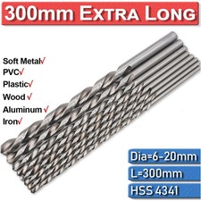 ​300mm Extra Long High Speed Steel HSS Twist Drill Bits Metal Wood Drill Bit Set
