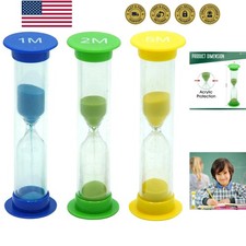 Sand Timer for Kids Set of 3 Small Colorful Hourglass Acrylic Covered Clock 1...