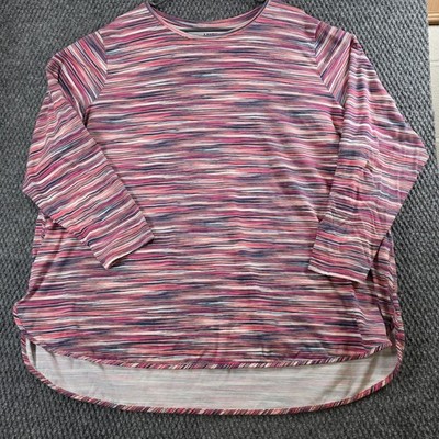 Lands' End Liquid Knit Top Womens 3X Multicolor Striped Tunic Relaxed Fit Modal