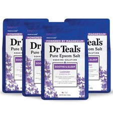Pure Epsom Magnesium Salt Soak, Soothe  Sleep with Lavender, 3 lb Pack of 4