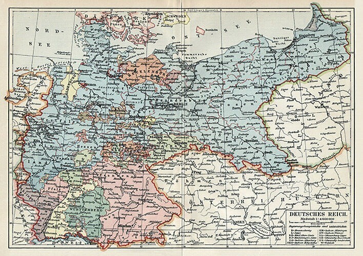 Gründung Deutsches Reich Landkarte Deutsches Reich Kaiserreich Deutschland Grenzen 1914 Poster
