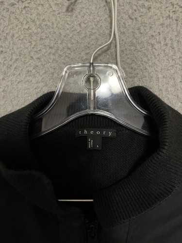 Theory Mens Jacket Flynn Vibration Black Size Large Full zip Adult Cotton Blend - Picture 2 of 5