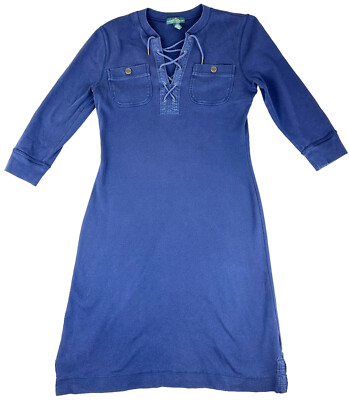 ralph lauren stretch cotton shirt dress Lauren Ralph Lauren Stretch Cotton Blend Point Collar 3/4 Sleeve Shirt Dress
