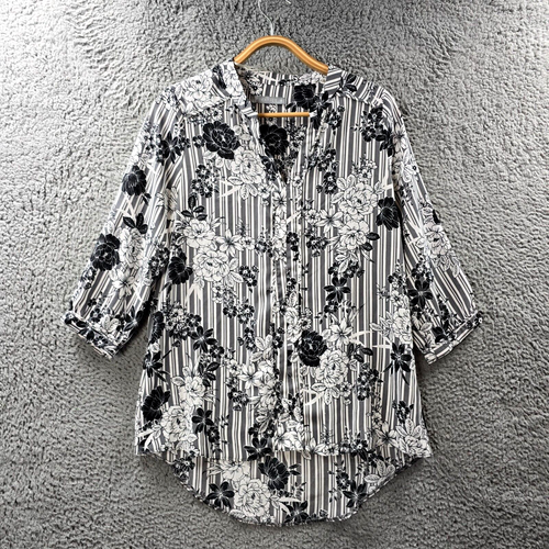Blouse LOFT Femme, Manches Longues (sleeveless?), Rayures Noir/blanc, Taille M, Neuve