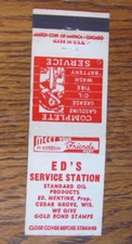 ED'S STANDARD GAS STATION MATCHBOOK COVER: CEDAR GROVE, WISCONSIN MATCHCOVER B22