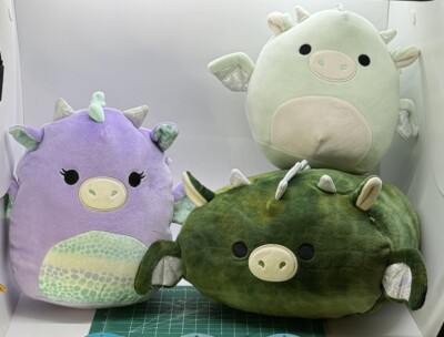 Squishmallows  Drew 7 in  Drow 8 in Stackable Duke the Dragon 8'' With Biotags