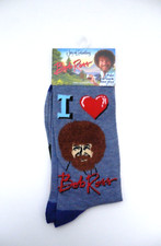 I Heart Bob Ross Joy of Painting Unisex Crew Socks 1 Pair Blue One Size NWT