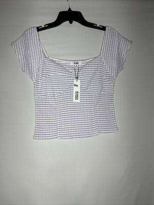 BB Dakota By Stave Madden Women s  Gingham To Me Striped Boat Neck Corset Size M
