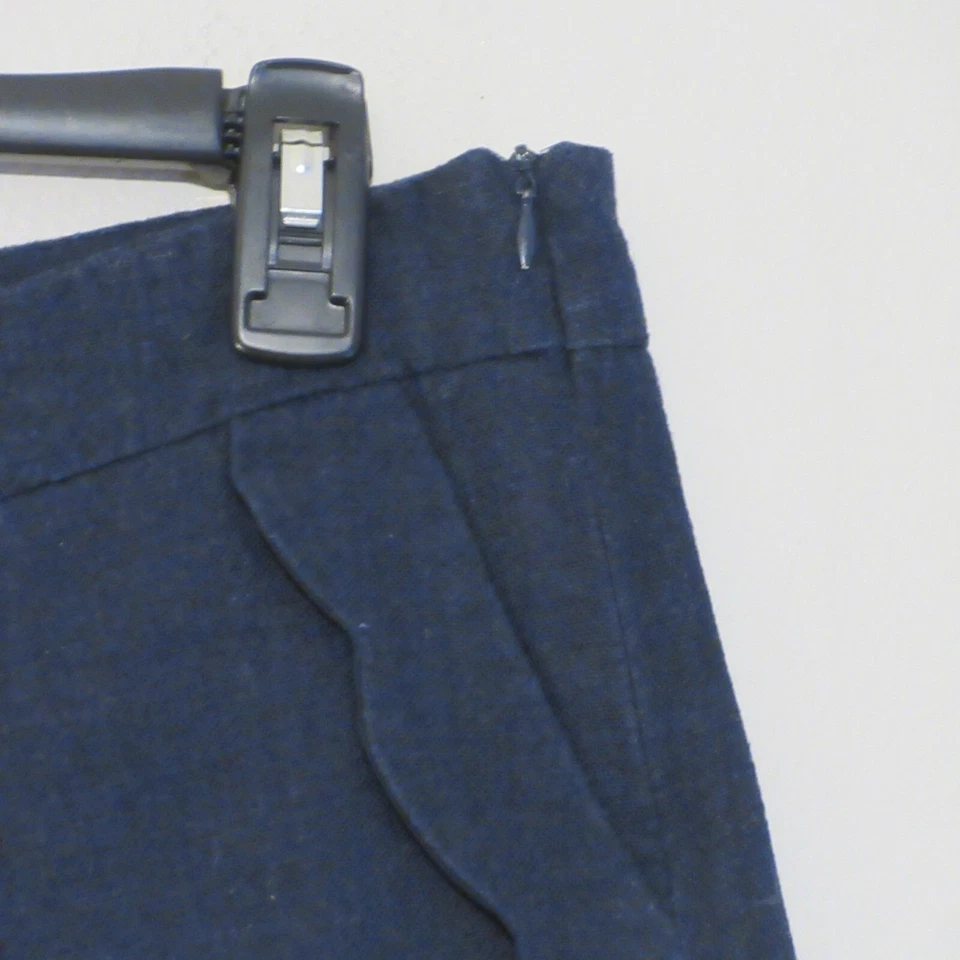 Pantalones cortos para mujer Cynthia Rowley dobladillo festoneado mezcla de lino cremallera lateral azul marino 4 B15 Foto 4 de 4