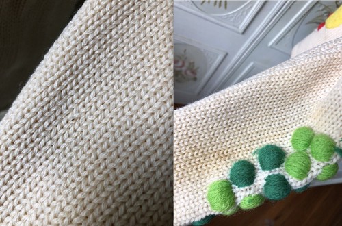 VTG 70s ROSANNA WOOL IVORY CARDIGAN SWEATER NOVELTY 3D FRUIT APPLE PEAR GRAPES - Picture 11 of 12