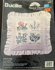 NEW Bucilla Pillow Kit Cross Stitch Botanical Floral Rose Violet Lavender