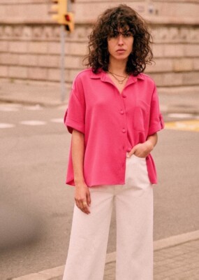 SEZANE LAURINE SHIRT BRIGHT PINK SIZE SMALL | eBay