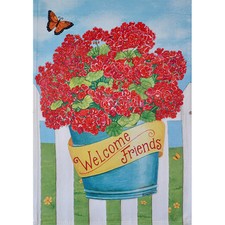 WELCOME FRIENDS 12.5" X 18" GARDEN FLAG 27-2947-50 FLIP IT RAIN OR SHINE SUMMER
