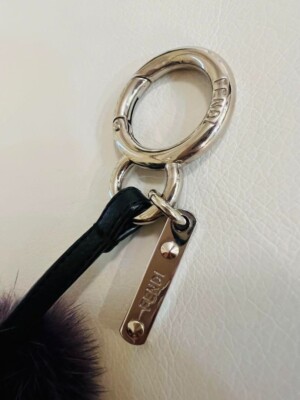Auth FENDI Monster Bugs Eye Bag Charm Keyring Key chain Fur