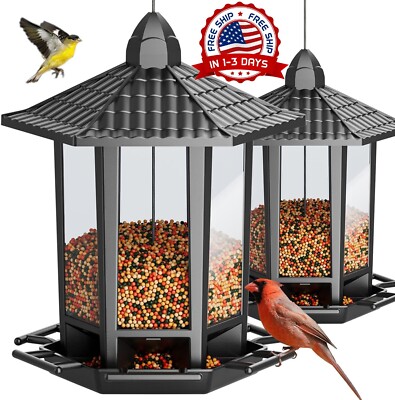 Comederos Para Pájaros Colgantes Al Aire Libre Diseño De Pagoda Retro 2 Piezas