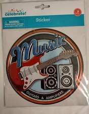 Music Guitars Amps Sign Wall Sticker ~ 6.5 x 6.5 inch ~ Peel and Stick ~ Decor