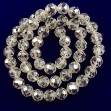 50Pcs 11mm Faceted Gray Crystal Round Ball Loose Beads SJ91491