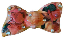 Vintage Whimsical Lg Resin Bow-Shaped Floral Hair Clip Barrette Made in France