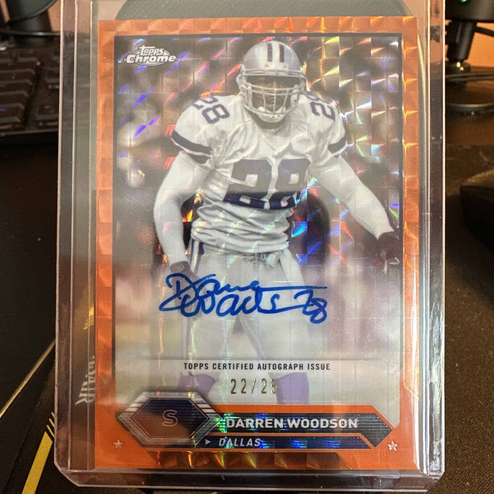 Darren Woodson 2023 Topps Composite Chrome Auto Orange Wave Refractor 22/25