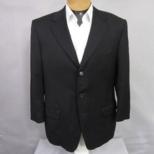 Zegna Mens Sport Coat 44R Solid Black Natural Comfort 3 Button Blazer