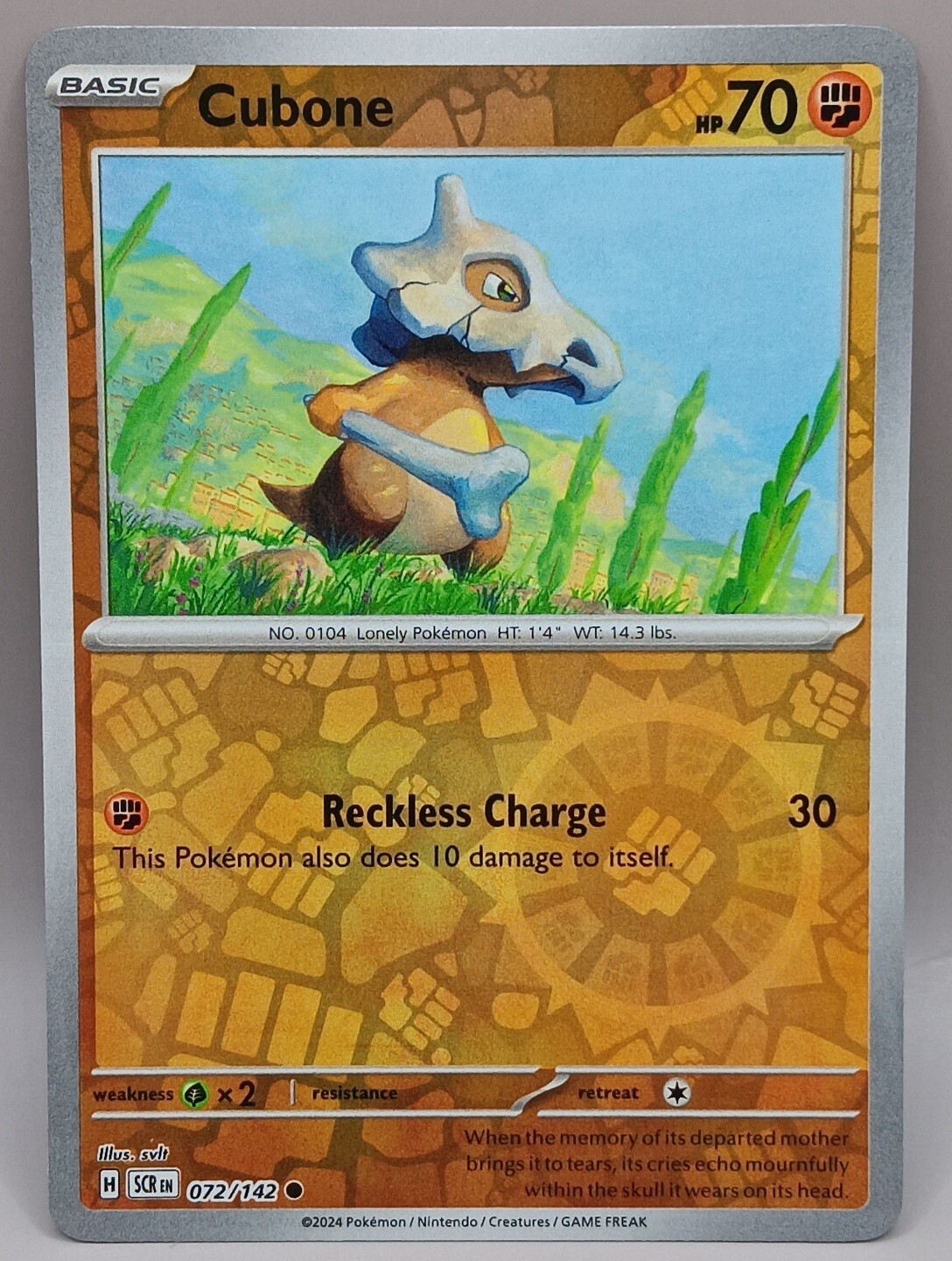 Cubone - 072/142 Stellar Crown REVERSE Holo Pokemon - NM/MINT