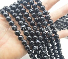 Natural 8mm Black White Striped Agate Onyx Gemstone Round Loose Beads 15''