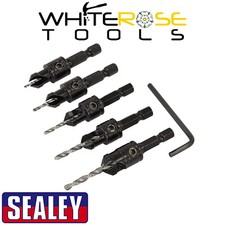 Sealey Countersink Drill Bit Set Wood Plastic PVC Plywood Rubber 5pc