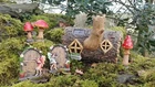 Solar Garden Ornament Fairy Door Magical Statue Fairy Mushrooms Colour Log House