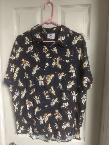 Atlanta Braves Short Sleeve Button Up Blooper Shirt Large
