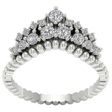 I1 G 0.80 Ct Natural Diamond Crown Engagement Ring 14K Solid White Gold 10.50MM