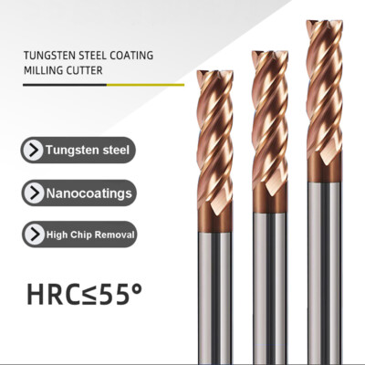 Solid Carbide End Mill 4 Flute HRC55 TiSiN Coated Slot Drill 1.5mm - 20mm
