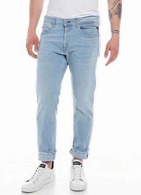 Replay Herren Jeans Grover MA972 Straight Stretch Denim Hose Blau Button Fly W28
