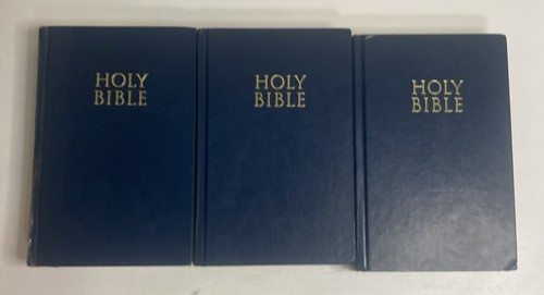 Lot Of 3 NIV Holy Bibles Zondervan Publishing Hardcover Books Blue Edition