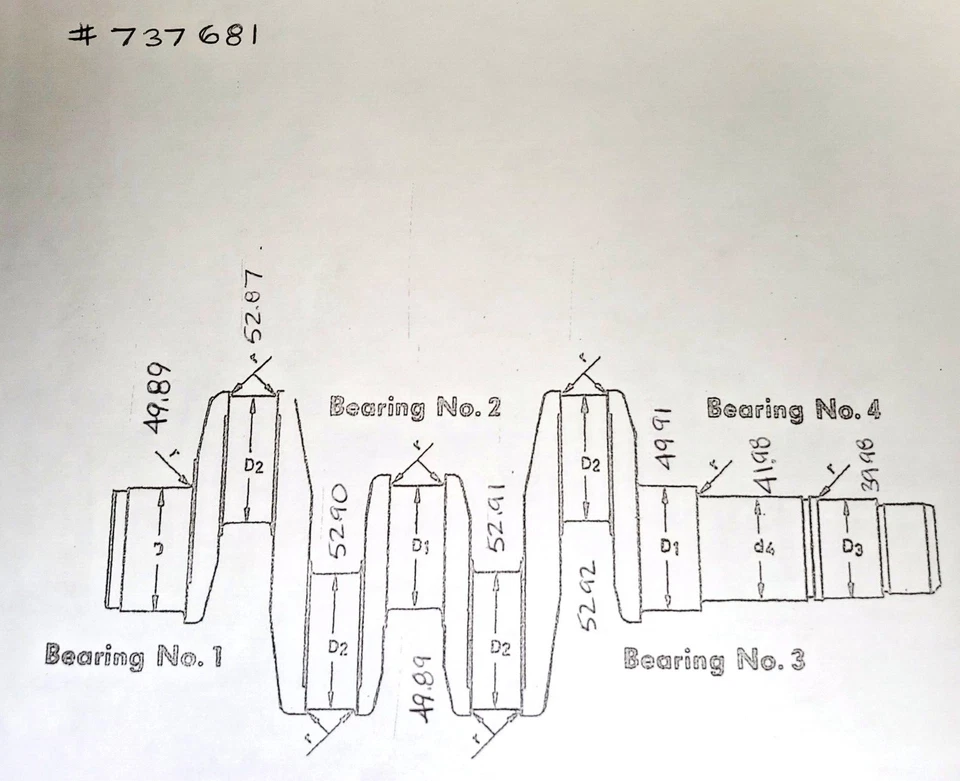 VERY NICE USED ORIGINAL GENUINE PORSCHE 356A 356B CRANKSHAFT 737681 .25/.25 - Изображение 2 из 4