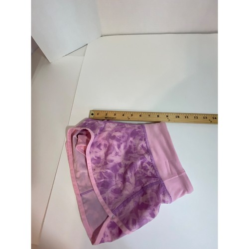 Ivivva Lululemon Girls Size 14 Speedy Shorts Run Gym Pink Floral with Pockets - Picture 4 of 9