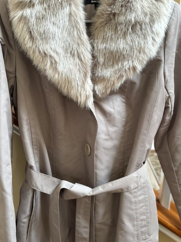 Dennis Basso Brown Taupe Coat Removable Faux Fur Collar & Liner Jacket XS NWT - Picture 3 of 15